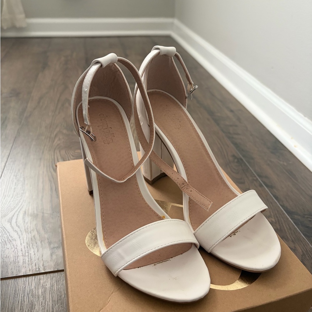 Charlotte Russe White Block Heel Sandals